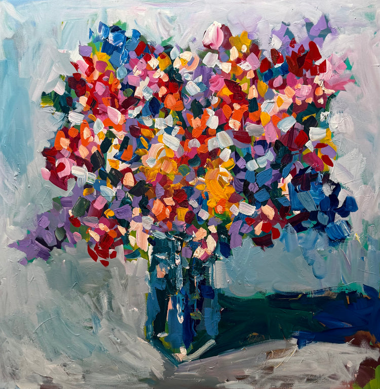 Floral on blue