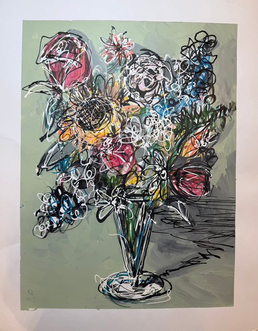 Floral on green