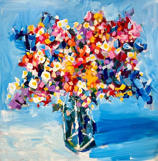 Floral on blue