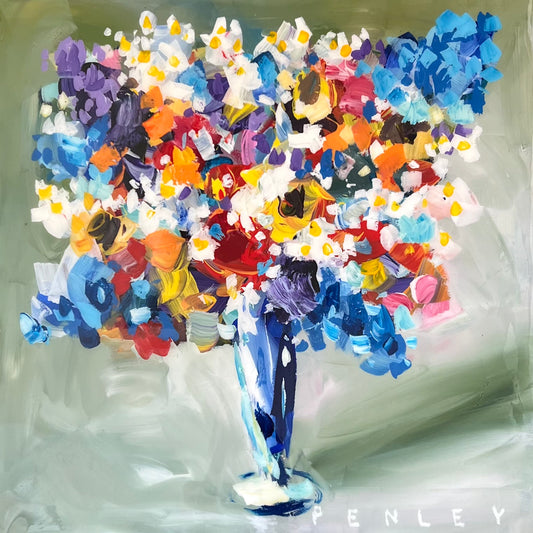 Floral on winter green