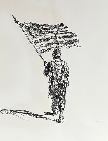 Soldier with Flag Sketch