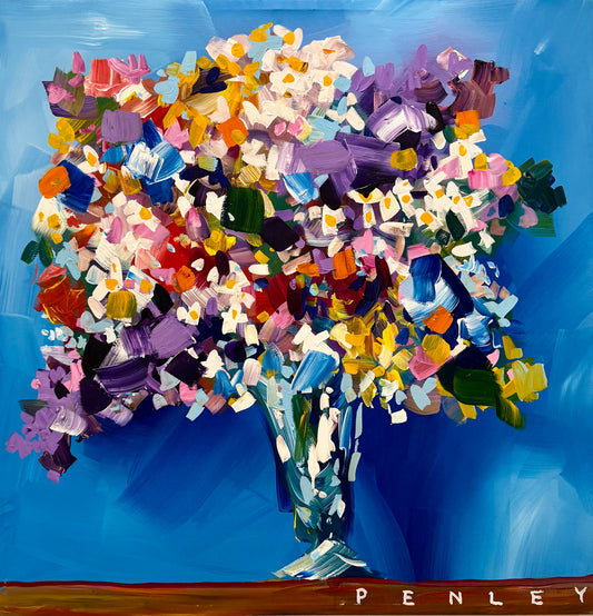Flowers on blue