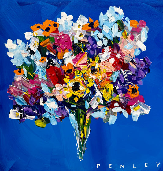 Flowers on royal blue