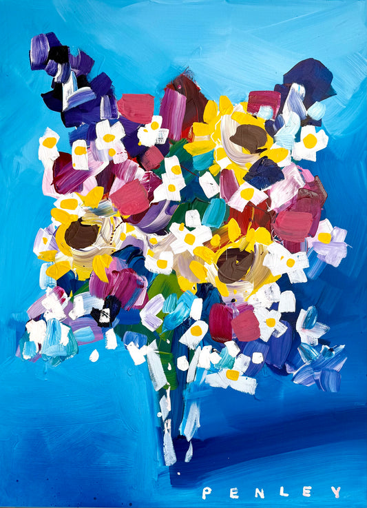 Flowers on turquoise