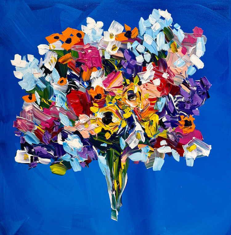 Flowers on royal blue