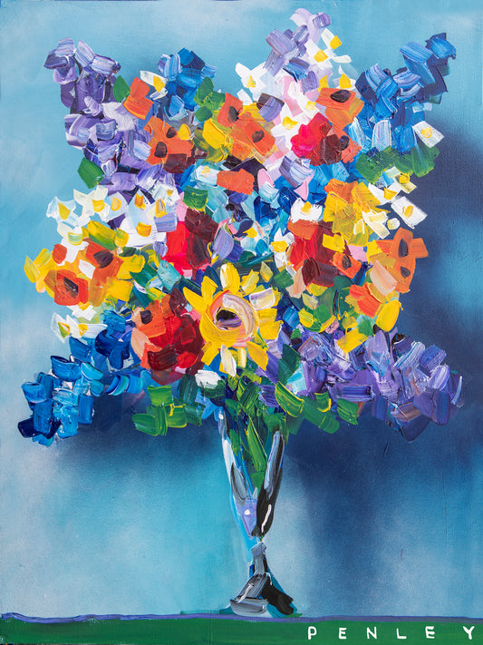 Flowers on blue