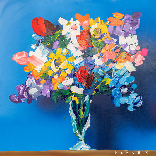 Flowers on royal blue