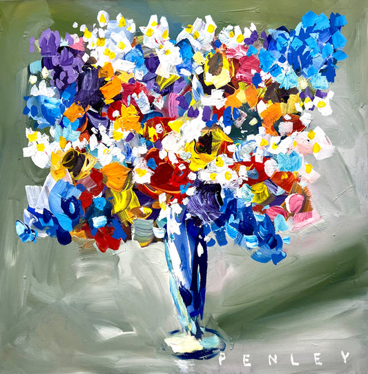 Floral on winter green