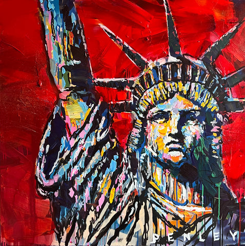 Liberty on red