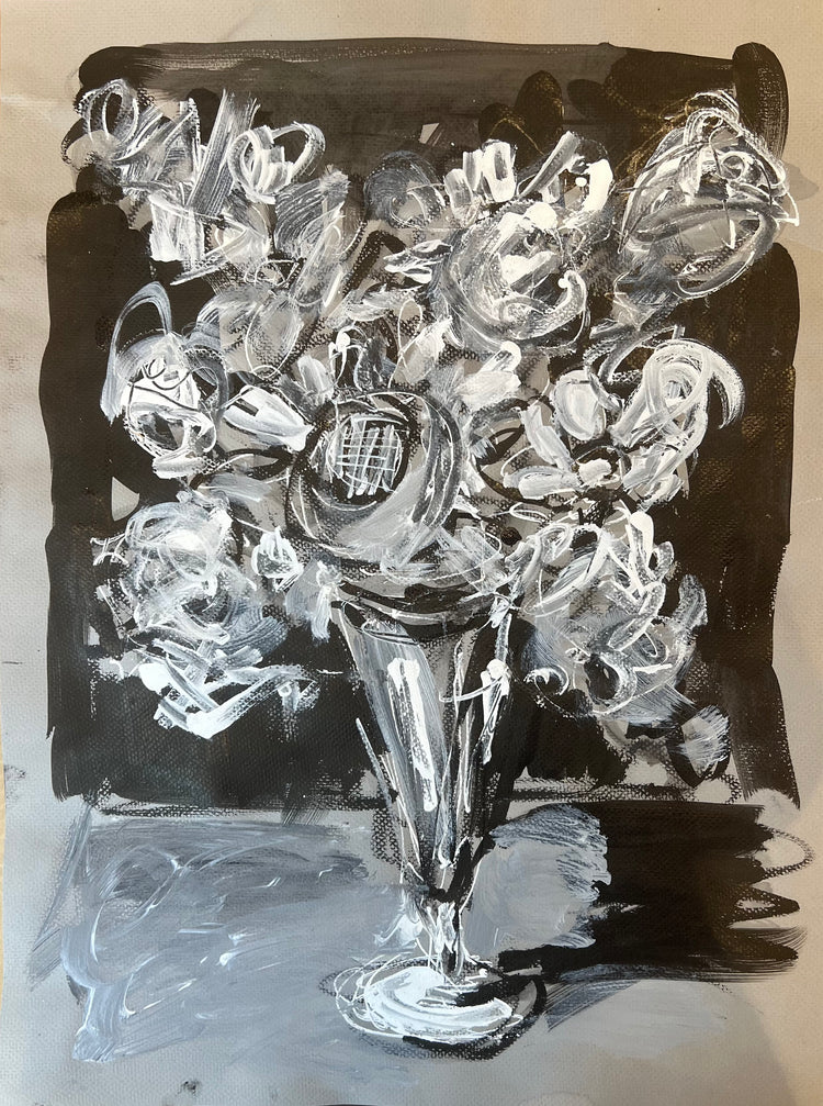 Floral on gray