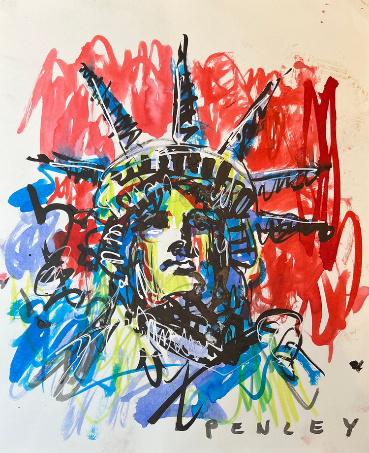Liberty on red