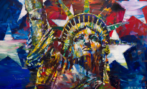 Liberty with flag