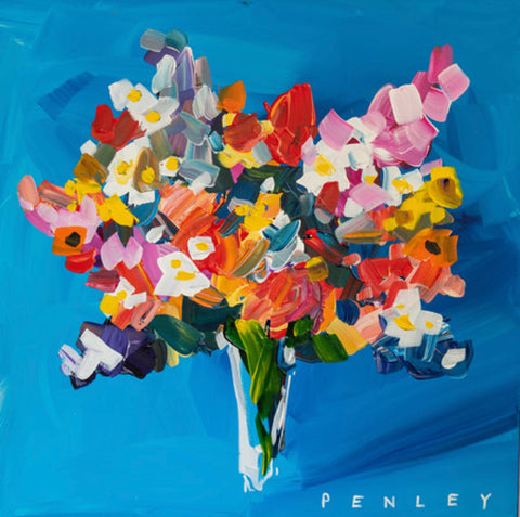 Flowers on blue